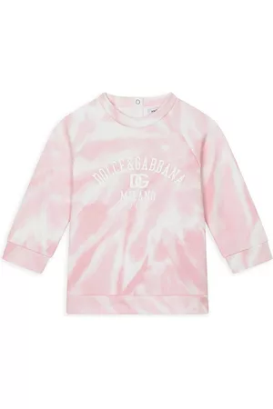 Dolce & Gabbana Girls Sweatshirts - Baby Girl's Logo Tie-Dye Crewneck Sweatshirt - Tiedye Pink - Size 24 Months