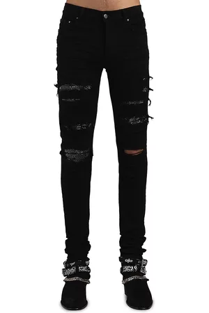 AMIRI Men Skinny Jeans - Men's Crystal Thrasher Jeans - Black - Size 36