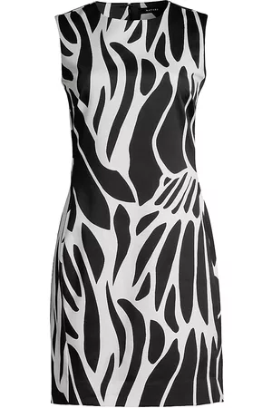 Natori Women Shift Dresses - Women's Geometric Shift Minidress - White Black - Size 8