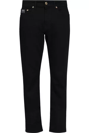 VERSACE Men Slim Jeans - Men's Five-Pocket Slim-Fit Jeans - Black - Size 38