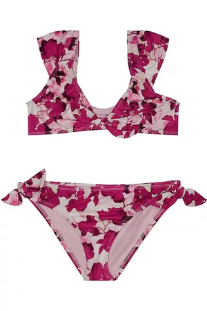 Splendid Little Girl's & Girl's 2-Piece Leaf Print Bikini Set - Garnet - Size 16
