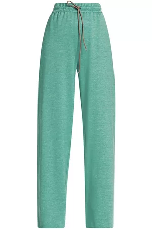 Max Mara Women Sweatpants - Women's Eolie Heathered Jersey Drawstring Sweatpants - Pastel Green - Size 6