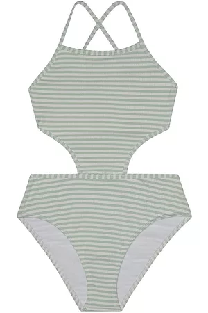 Splendid Little Girl's & Girl's Striped Seersucker One-Piece Swimsuit - Sage - Size 10