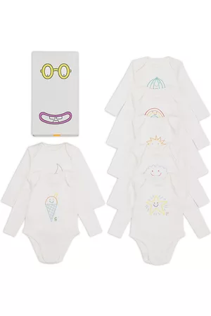 Stella McCartney Bodysuits & All-In-Ones - Baby's 7-Pack Weather Embroidery Bodysuit Set - White - Size 9 Months