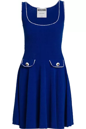 Moschino Women Printed Dresses - Women's Cotton-Blend Bouclé Sleeveless Dress - Fantasy Print Light Blue - Size 6