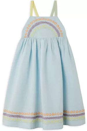 Stella McCartney Girls Printed Dresses - Little Girl's & Girls 2-12 Linen & Cotton Floral-Embroidered Dress - Light Blue - Size 3