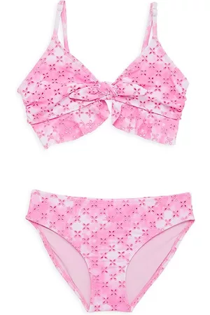 Shade Critters Girls Bikinis - Little Girl's & Girl's Eyelet Ruffle Knot Bikini - Pink - Size 7