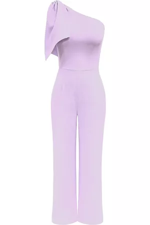 Dress The Population Women Wide Leg Jumpsuits - Women's Tiffany Asymmetric Stretch Crepe Wide-Leg Jumpsuit - Wisteria - Size Medium
