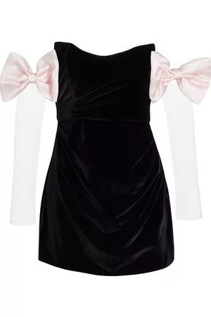 The Bar Women Strapless Dresses - Women's Dion Bow Velvet Strapless Minidress - Black - Size 8