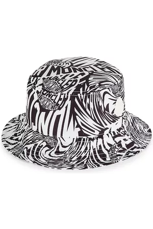 Moncler Men Hats - Men's Archivio Creativo Bucket Hat - Black White Wavy Print - Size Large