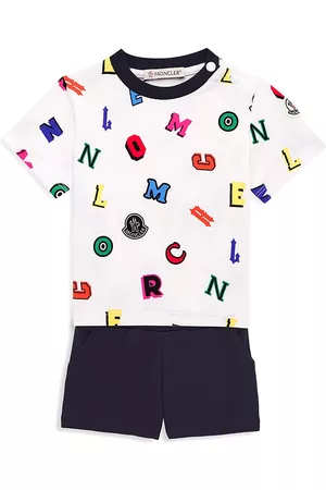 Moncler Boys Sets - Baby Boy's & Little Boy's 2-Piece Alphabet Letter Print T-Shirt & Shorts Set - Navy White - Size 3