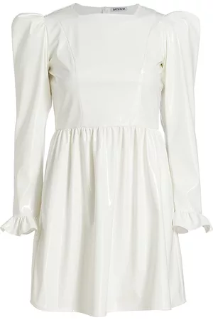 BATSHEVA Women Puff Sleeve Dress - Women's Puff-Sleeve Prairie Minidress - White Pvc - Size 2