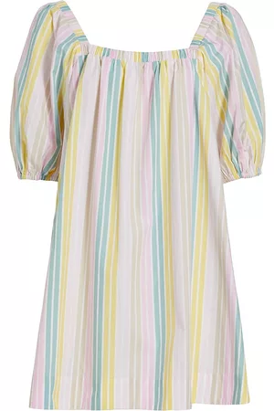 Ganni Women's Striped Puff-Sleeve Minidress - Multicolour - Size 2
