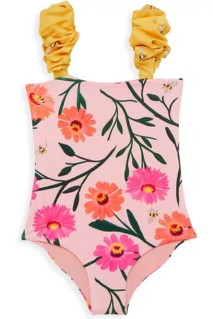 Pepita & Me Girls Swimsuits - Little Girl's & Girl's Mutuo Bamba One-Piece Swimsuit - Pink Multi - Size 10
