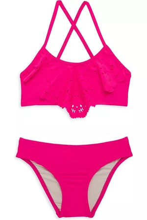 PQ Little Girl's & Girl's Laser Flutter Bikini - Cosmo Pink - Size 12