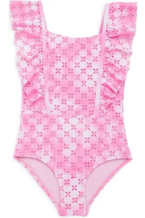Shade Critters Girls Swimwear - Baby Girl's & Little Girl's Eyelet Ruffle One-Piece - Pink - Size 4