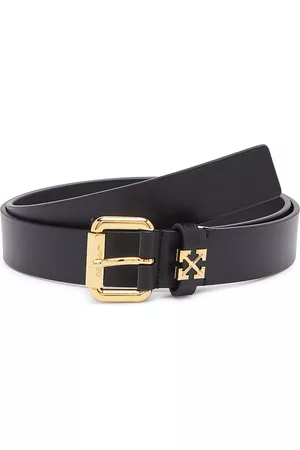 OFF-WHITE Men's Arrow Loop Belt - Black Gold - Size 38