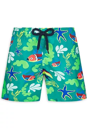 Vilebrequin Boys Swim Shorts - Little Boy's & Boy's Naive Fishes Swim Trunks - Emerald Multi - Size 12