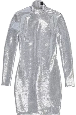 Balenciaga Women's Turtleneck Dress - Silver - Size 0