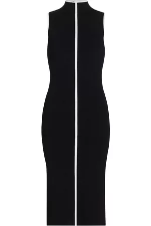 ELIE TAHARI Women Knitted Dresses - Women's Sleeveless Knit Turtleneck Sweaterdress - Noir With White Stripe - Size XS