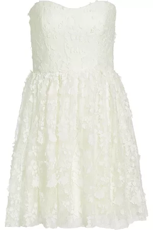 Ml Monique Lhuillier Women Strapless Dresses - Women's Strapless Embroidered Tulle Minidress - Ivory - Size 8