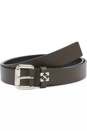 OFF-WHITE Men Belts - Men's Arrow Loop Belt - Black Silver - Size 34
