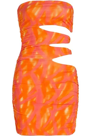 ROTATE Women's Printed Cut-Out Jersey Minidress - Carrot Comb - Size 0 - Carrot Comb - Size 0