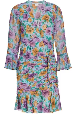 VERONICA BEARD Women's Sean Floral-Printed Ruched Dress - Lake Blue Multi - Size 2 - Lake Blue Multi - Size 2