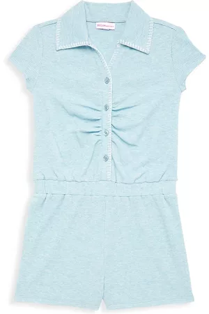 Design History Little Girl's & Girl's Ruched Knit Romper - Blue Heather - Size 8 - Blue Heather - Size 8