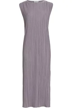ANINE BING Women Midi Dresses - Women's Melanie Pleated Shift Midi-Dress - Ash Violet - Size Large - Ash Violet - Size Large