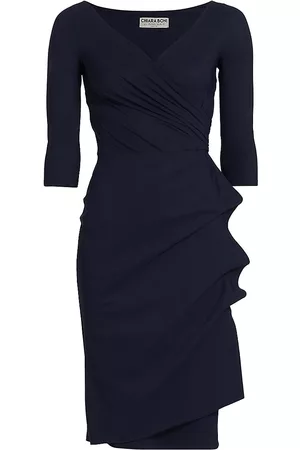 CHIARA BONI Women Ruched Dresses - Women's Florien Ruched Sheath Dress - Blue Notte - Size 4 - Blue Notte - Size 4