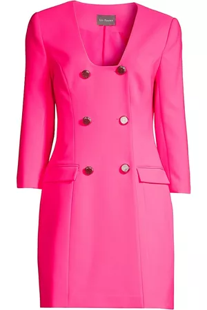 Liv Foster Women Blazer Dresses - Women's Double-Breasted Crepe Blazer Dress - Electric Pink - Size 4 - Electric Pink - Size 4