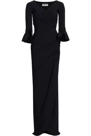 CHIARA BONI Women's Zalfa Ruched Gown - Black - Size 16 - Black - Size 16