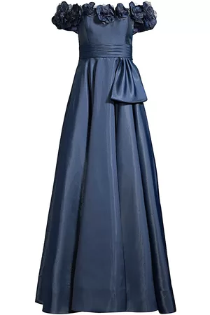BASIX Women Strapless Dresses - Women's Petaled Off-The-Shoulder Gown - Navy - Size 2 - Navy - Size 2