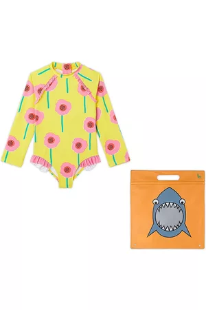 Stella McCartney Little Girl's & Girl's Long-Sleeve Flower Print Swimsuit - Yellow - Size 2 - Yellow - Size 2