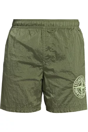 Stone Island Men Shorts - Men's Logo Slim-Fit Shorts - Sage - Size Small - Sage - Size Small