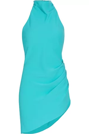 Amanda Uprichard Women Halter Neck Dresses - Women's Samba Ruched Halter Minidress - Marina - Size XS - Marina - Size XS