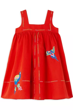 Stella McCartney Girls Graduation Dresses - Little Girl's & Girl's Parrots Embroidery Sleeveless Dress - Red - Size 2 - Red - Size 2
