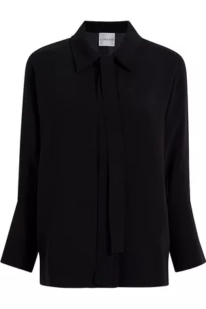 CARESTE Women Shirts - Women's Edna Belted Silk Shirt - Black - Size 00 - Black - Size 00