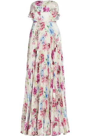 Ml Monique Lhuillier Women's Floral Satin Strapless Dress - Peony Dream - Size 4 - Peony Dream - Size 4