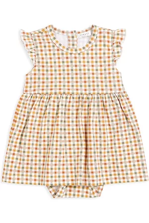 FIRSTS by petit lem Girls Graduation Dresses - Baby Girl's Gingham Bodysuit Dress - Off White - Size 3 Months - Off White - Size 3 Months