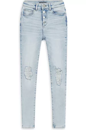 DL1961 Girls Skinny Jeans - Little Girl's & Girl's Chloe High-Rise Skinny Jeans - Jet Stream Distressed - Size 7 - Jet Stream Distressed - Size 7