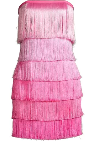 Milly Women's Nuoir Ombré Fringe Dress - Ombre Pink Multi - Size 2 - Ombre Pink Multi - Size 2