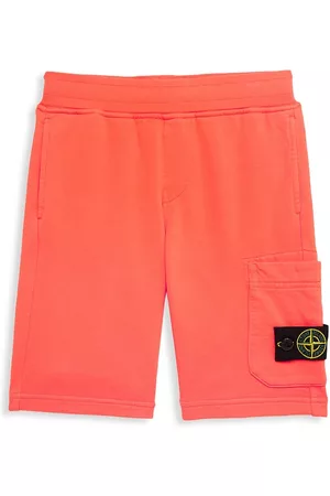 Stone Island Boys Shorts - Little Boy's & Boy's Logo Fleece Shorts - Coral - Size 3 - Coral - Size 3
