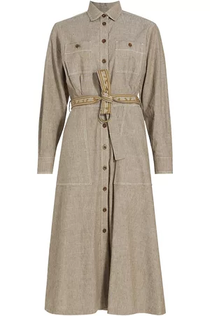 Max Mara Women's Bartolo Belted Chambray Shirtdress - Bronze - Size 4 - Bronze - Size 4