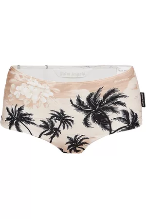 Palm Angels Women's Hawaiian Dream Culotte Boyshort Bikini Bottoms - Beige Black - Size Large - Beige Black - Size Large