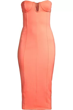 Victor Glemaud Women's Strapless Knit Bustier Midi-Dress - Peach - Size XS - Peach - Size XS