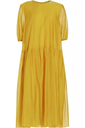 Max Mara Women's Olimpia Cotton Voile Midi-Dress - Yellow - Size 0 - Yellow - Size 0