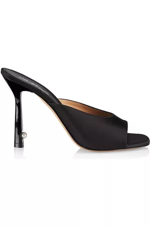 OFF-WHITE Women's Silk-Blend Stiletto Mule Sandals - Black - Size 5 - Black - Size 5