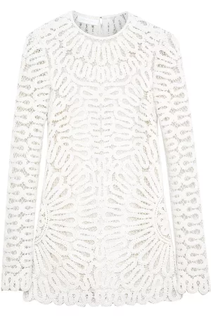 Simkhai Women's McCall Crocheted Long-Sleeve Minidress - White - Size 8 - White - Size 8